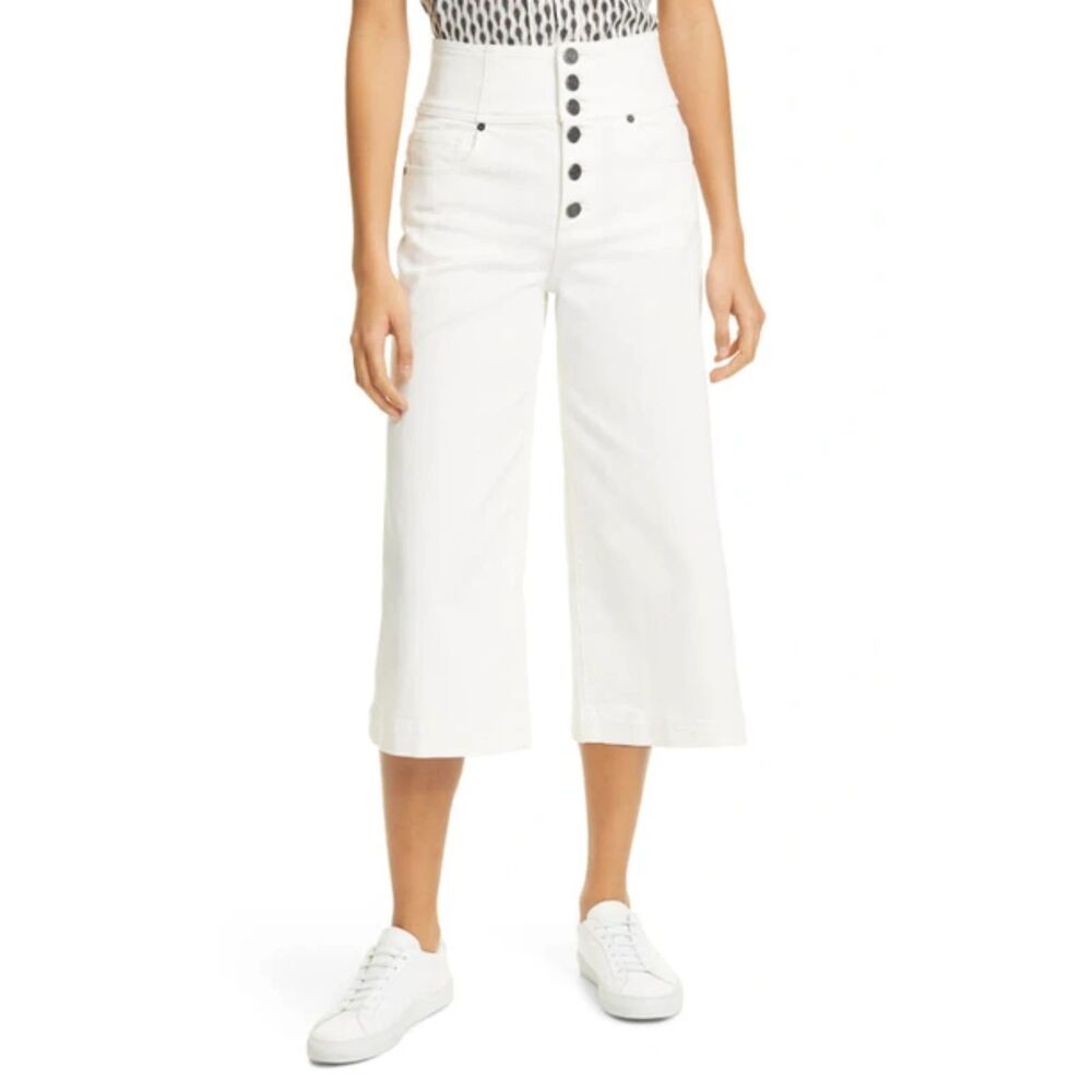 Joie Exposed Button Fly Crop Wide Leg Trousers